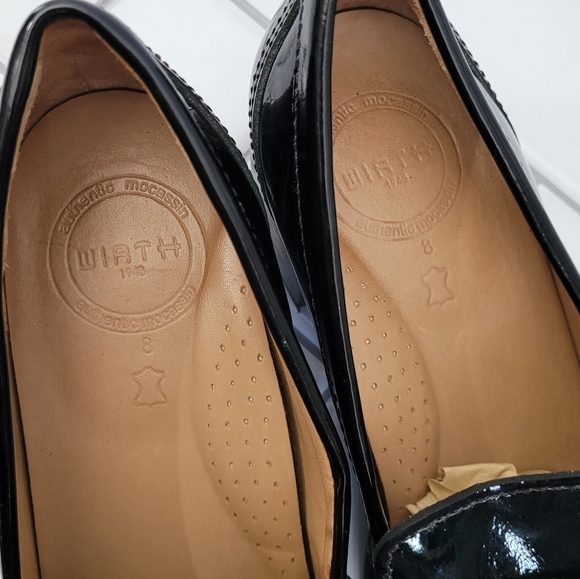 WIRTH 1948 Made in Brazil Ladies Black Patent Leather Heeled Loafers 2in Block H - Picture 8 of 12